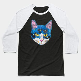 Blue floral kitty Baseball T-Shirt